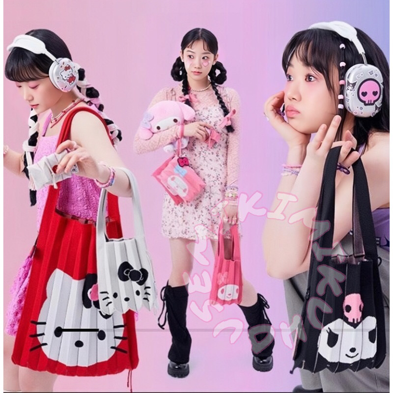 JOSEPH AND STACEY x SANRIO LUCKY PLEATS KNIT BAG JOSEPH STACEY HELLO KITTY MY MELODY KORUMI CLUTCH P
