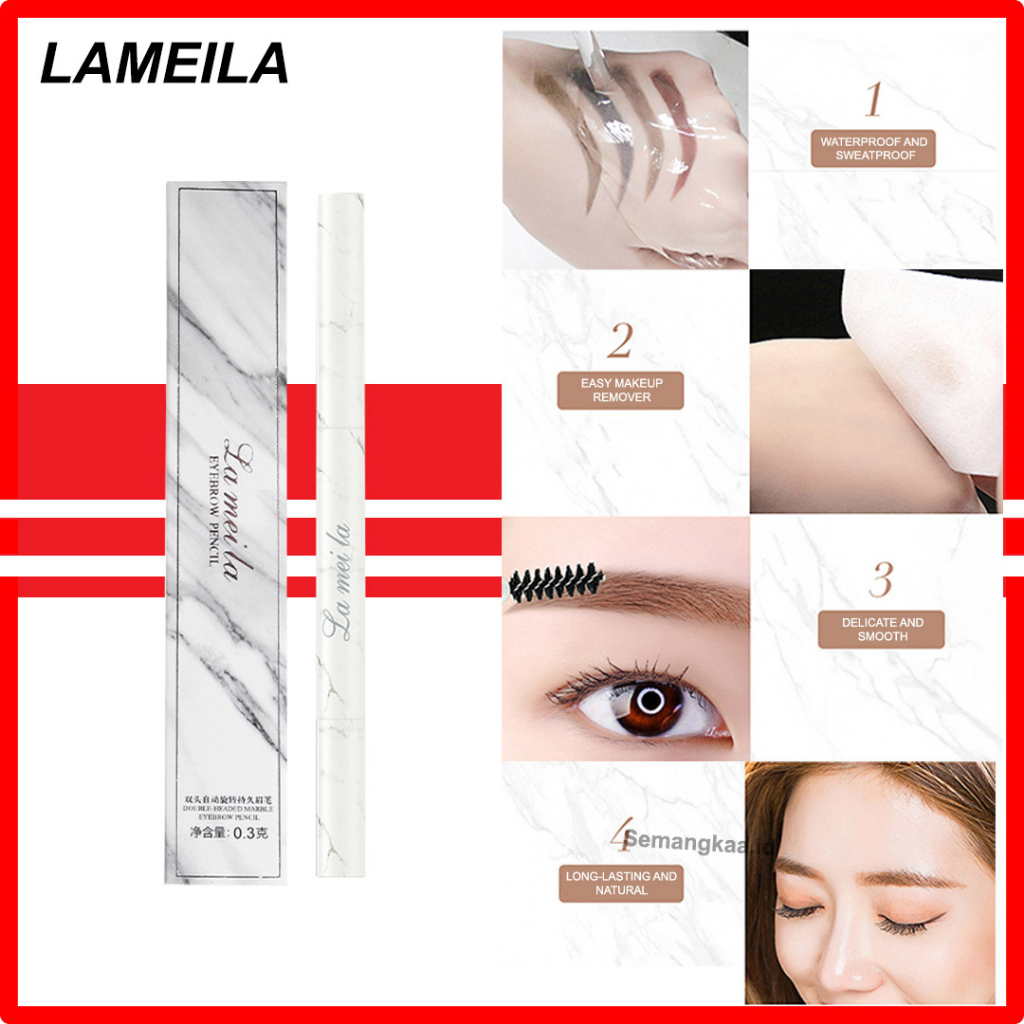 LAMEILA Pensil Alis  Double-End Tahan Air 2 in 1 Kepala Ganda 7 Warna LA001