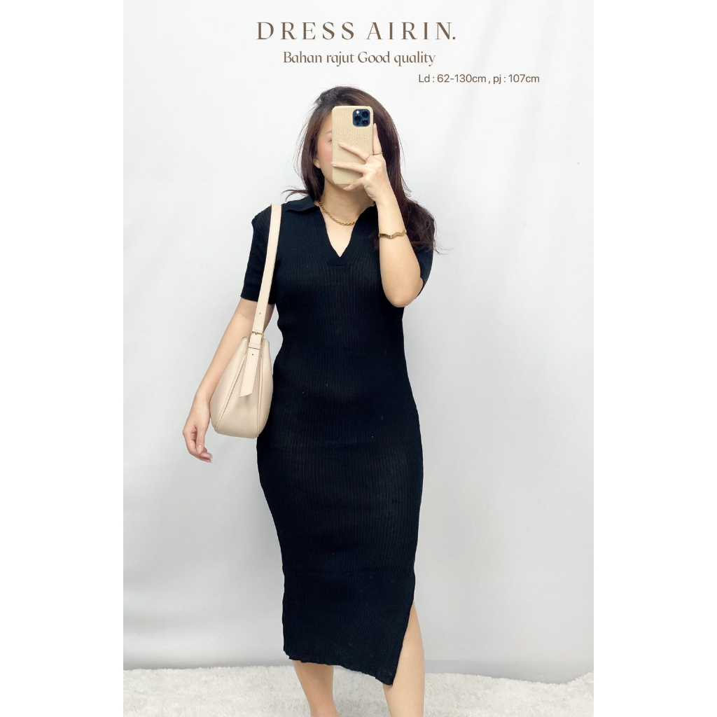 Toply shop Dres rajut slit  / Knit korea style / Dres rajut wanita /rajut airen