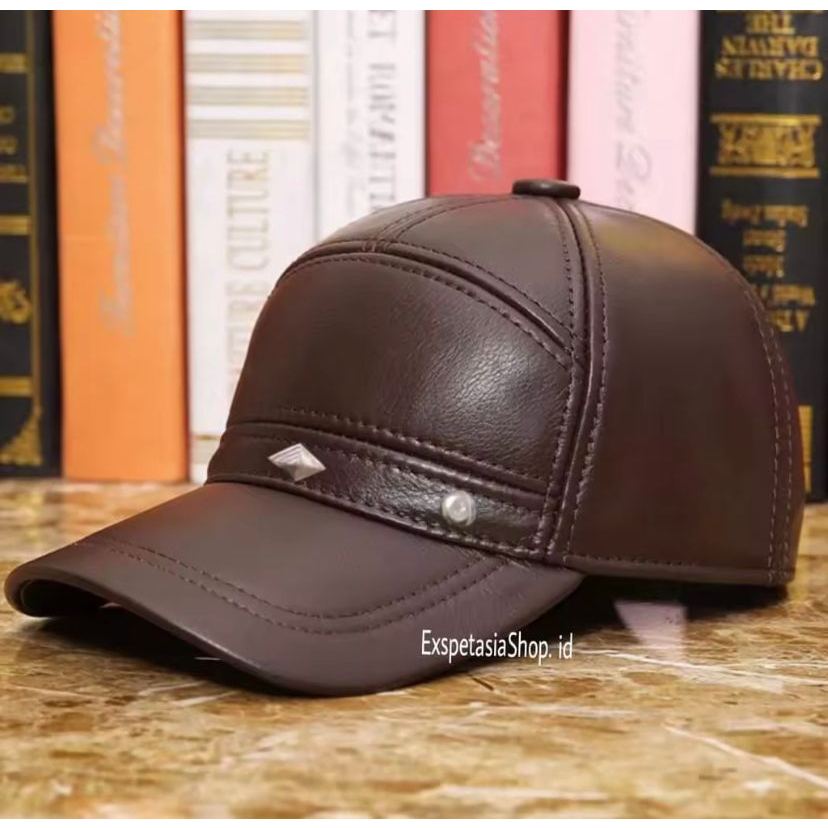 Topi komando kulit kekinian, topi komando pria,topi kulit sintetis
