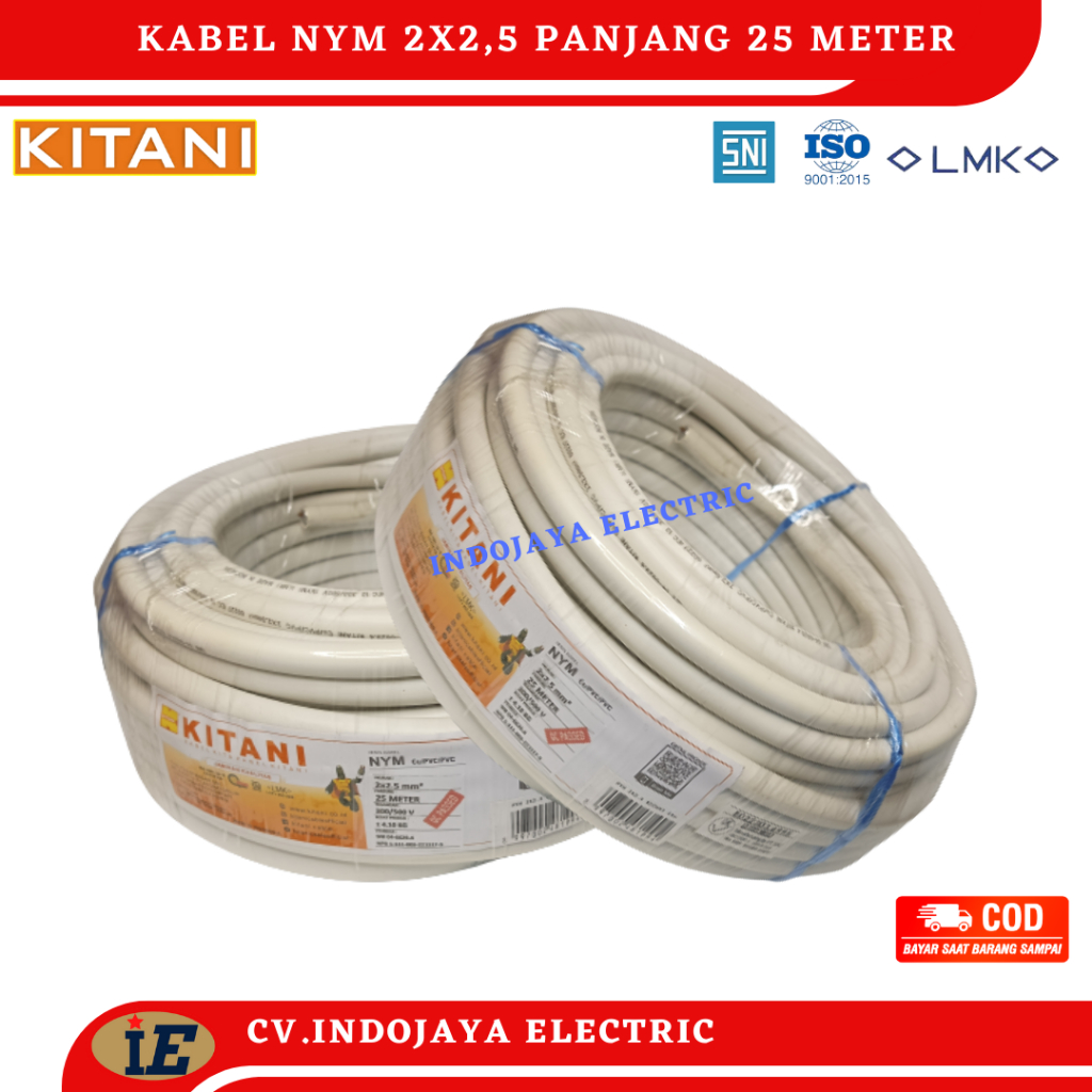Kabel listrik Kitani NYM 2X2,5 panjang 25 meter Kabel listrik tembaga