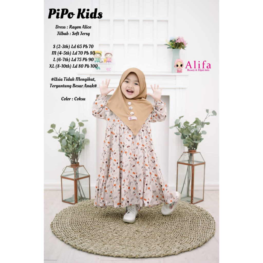 Gamis Anak Pipo Matt Rayon Alice Original Alifa