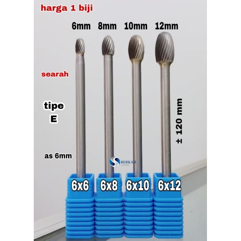1 biji mata bor tuner besar tipe E as 6mm tungsten carbide