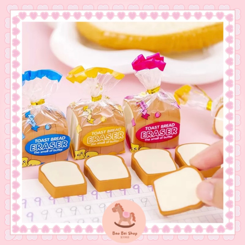 

[BBS23] Penghapus Lucu Bentuk Roti Tawar 1 Set 4 Pcs Cute Bread Eraser Alat Tulis Anak Sekolah Unik