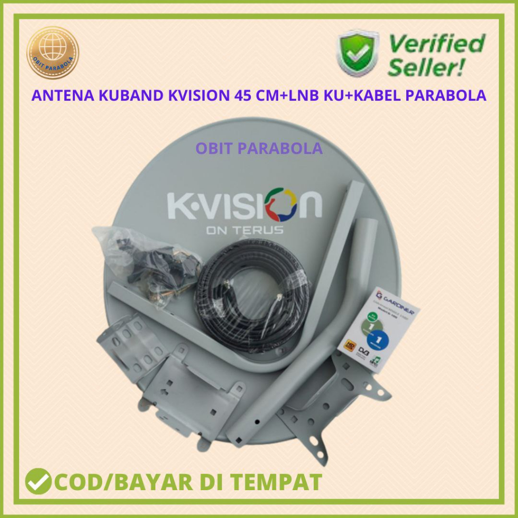 ANTENA PARABOLA KUBAND KVISION 45 CM+LNB+KABEL PARABOLA