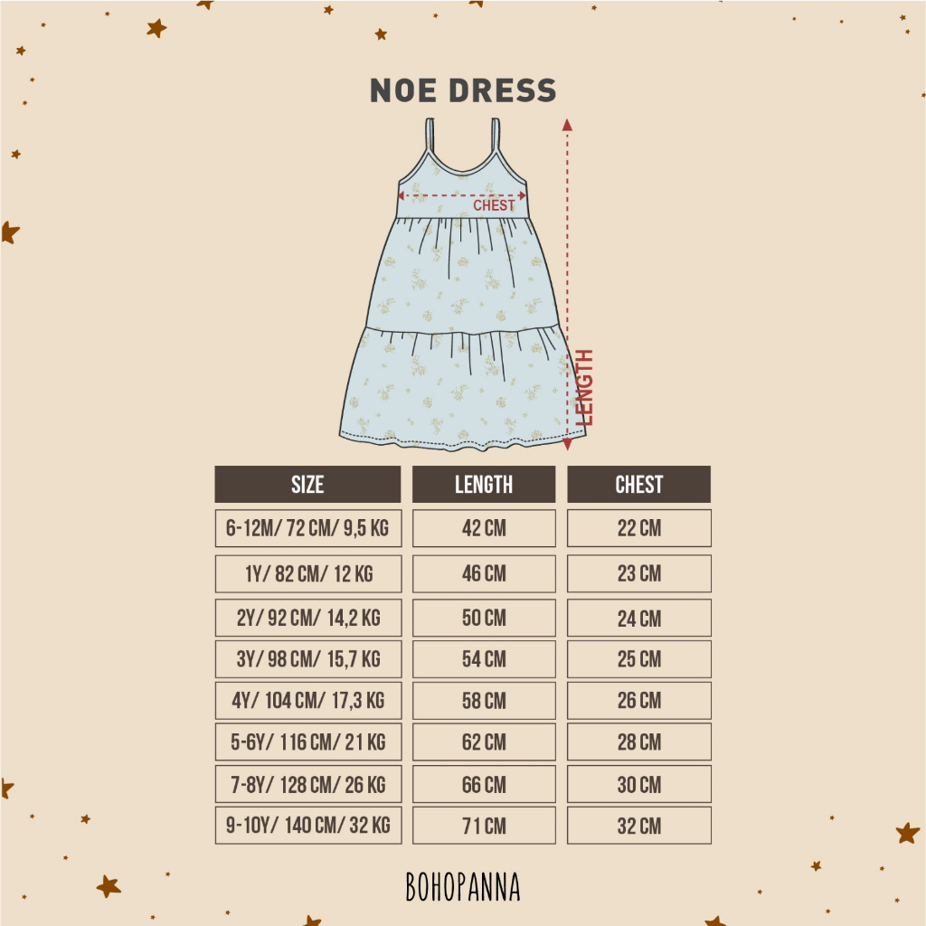 Bohopanna Noe Dress 1-8 Tahun Dress Summer / Dress Kutung Anak Perempuan