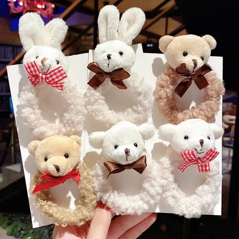 IKAT RAMBUT WANITA BEAR RABBIT AKSESORIS RAMBUT SCRUNCHIE KOREA IMPORT