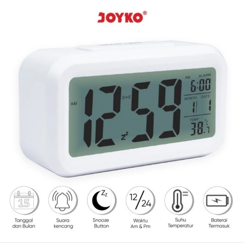 JOYKO ALCL-602D Jam Beker Alarm Weker Dering, Kalender &amp; Suhu Digital