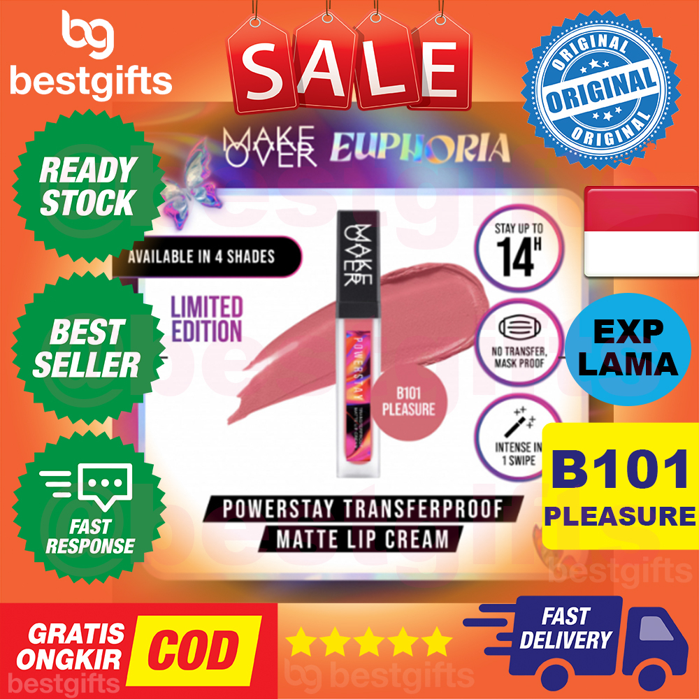 MAKE OVER MAKEOVER EUROPHIA POWERSTAY TRANSFERPROOF MATTE LIP CREAM STICK STIK LIPSTICK LIPSTIK