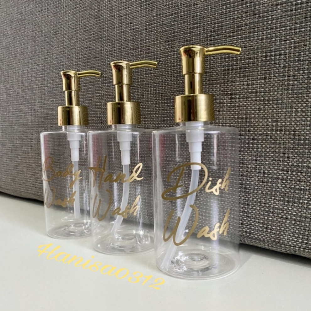 Botol Pump 250ml Aesthetic Bening / Botol Refil 250ml Clear Pump Luxury Gold Silver