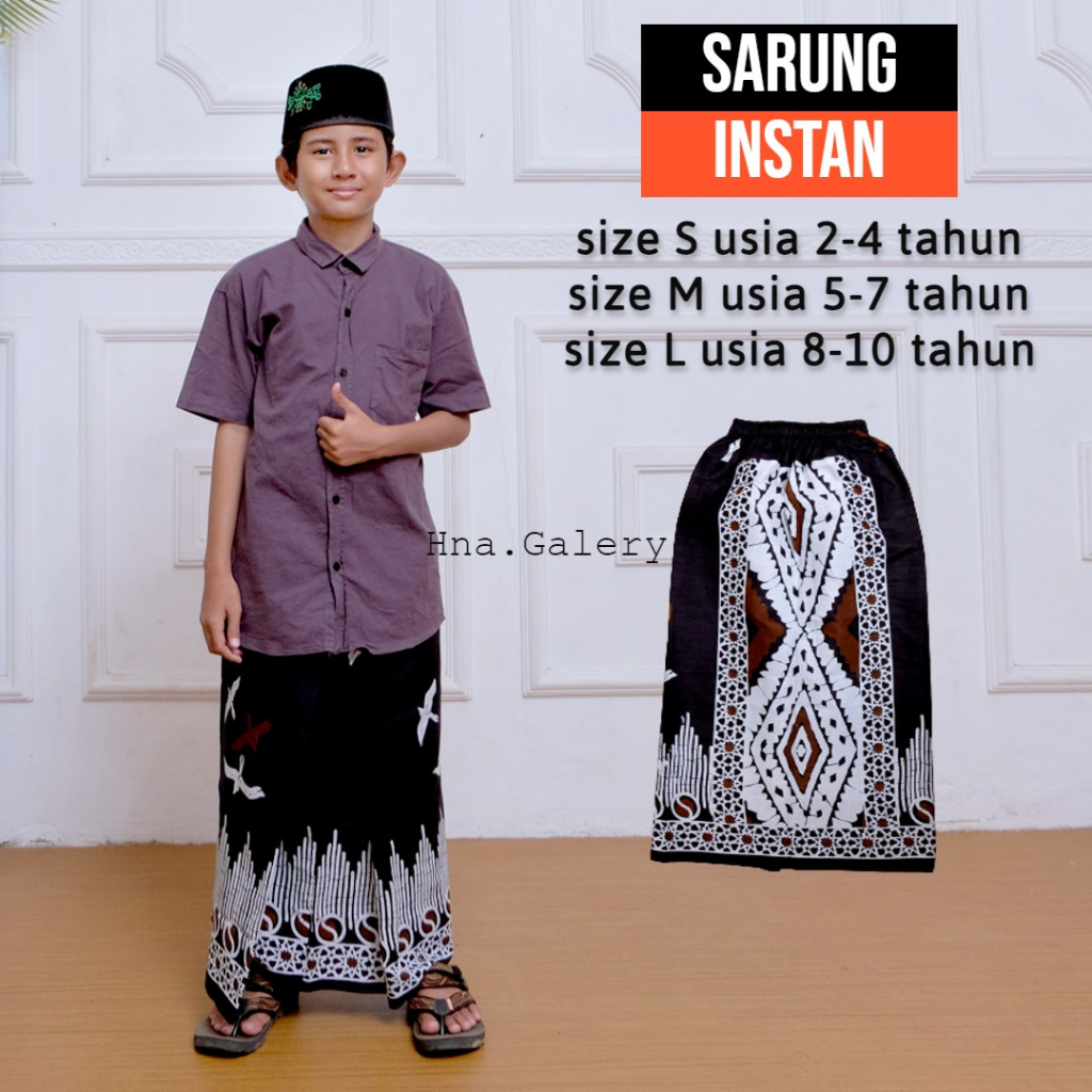 SARUNG INSTAN ANAK LAKI LAKI / SARUNG INSTAN MOTIF BATIK / SARUNG INSTAN ANAK LAKI LAKI MODEL ROK / 