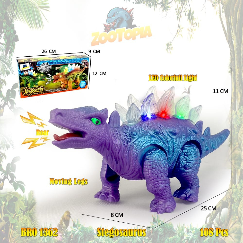 MURAH BRO1362 Stegosaurus Dino Dinosaurus Hewan Binatang Baterai Mainan Anak Bayi Edukatif Animal Hobi Koleksi Safari ZOOTOPIA