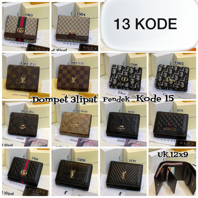 dompet lipat pendek fashion import, dompet 3lipat pendek free box