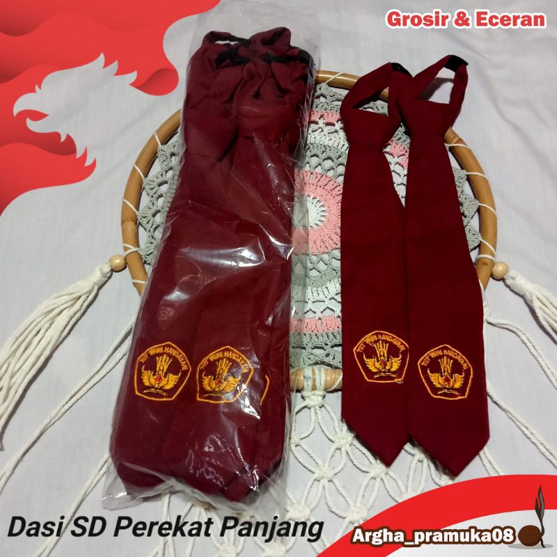 Dasi SD Bordir Merah Perekat Panjang Bijian