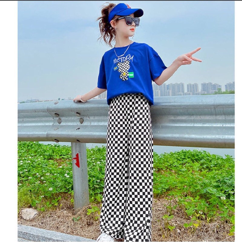 Baju anak setelan (Baju Biru + Celana/ Setelan celana Kulot/Setelan Baju Tanggung