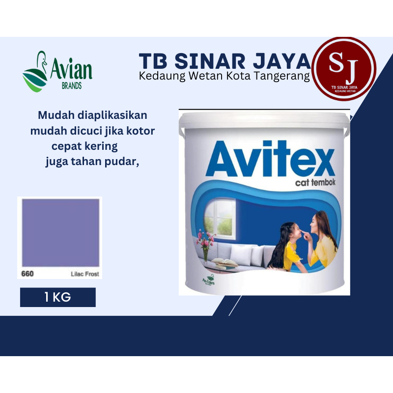 Cat AVITEX 1KG Cat Tembok dan Plafon - 660 Lilac Frost