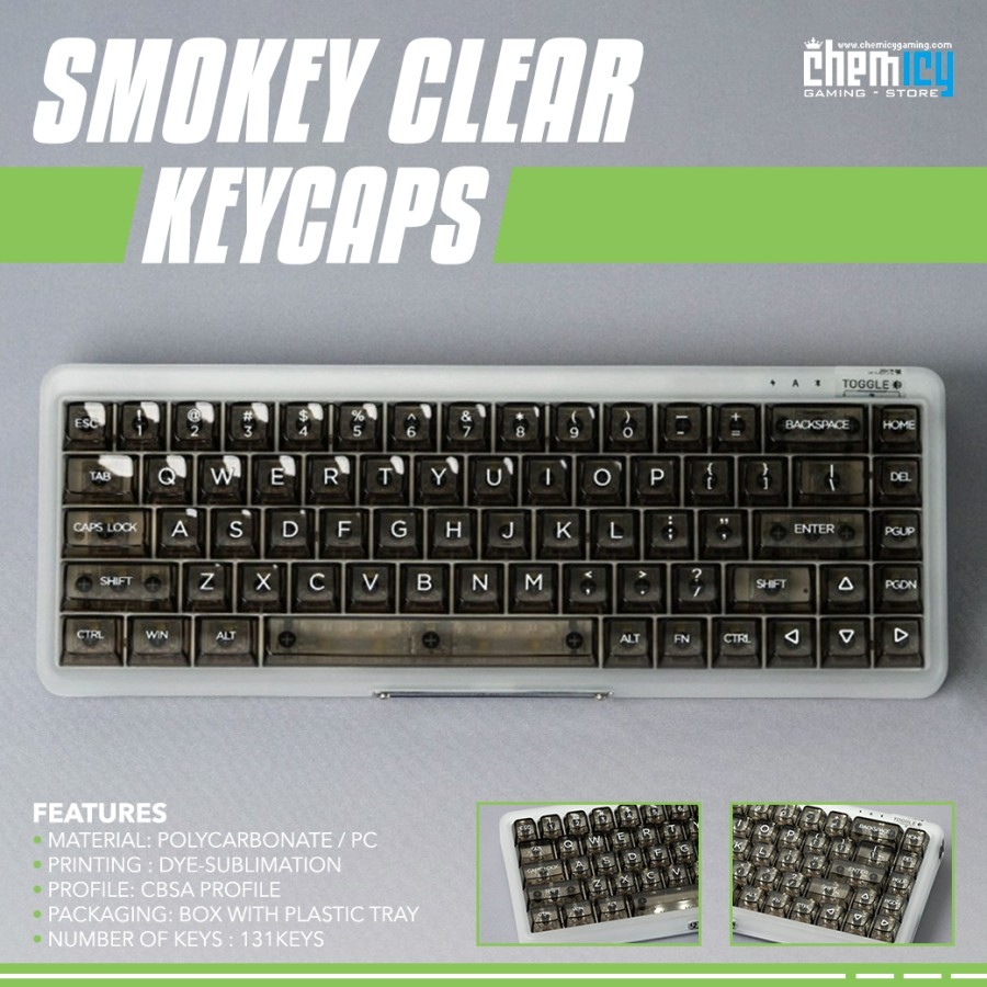 Keycaps Smokey Clear Dye-sub 131 Set CBSA Profile