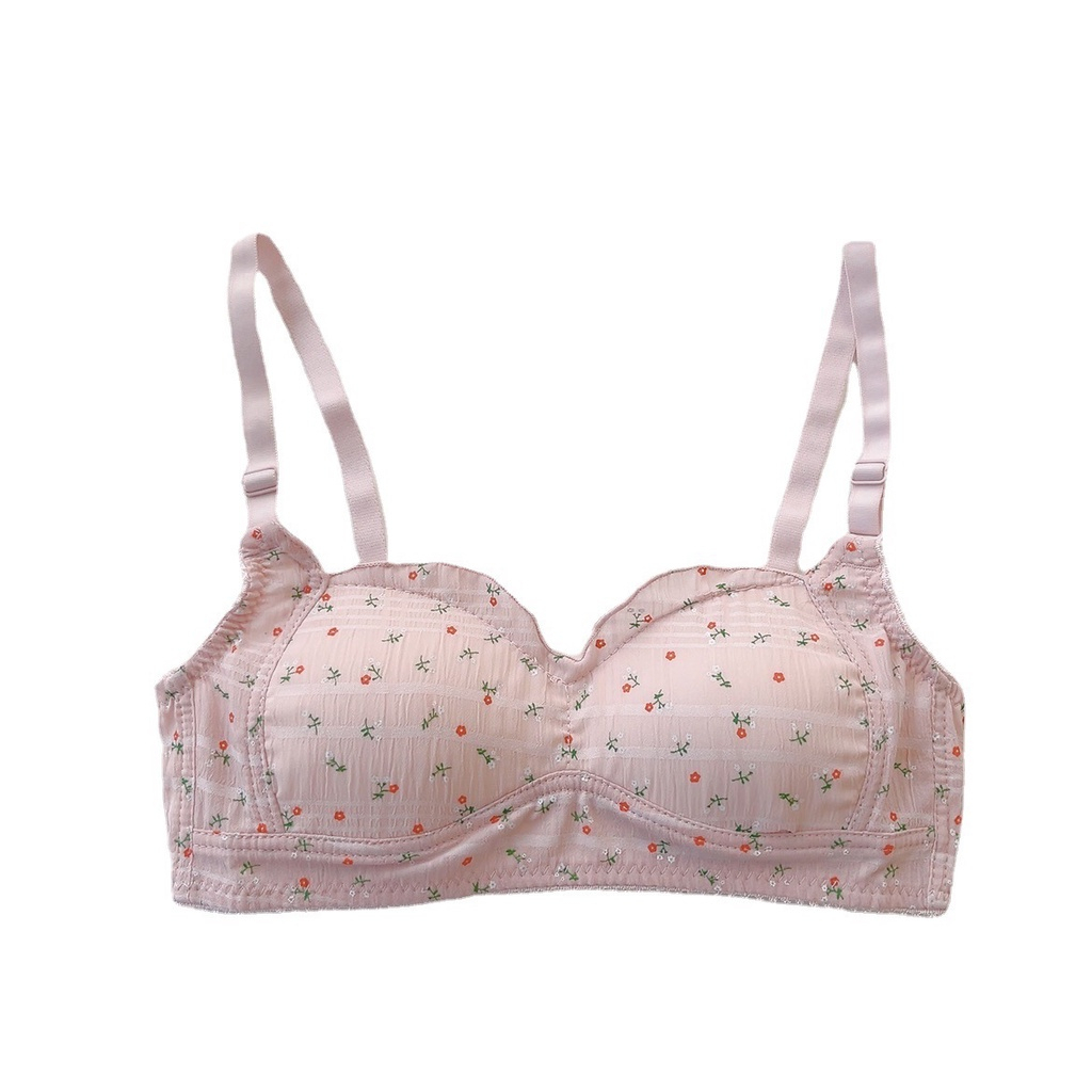 Miss H ~ 246 Bra wanita Motif Bunga Musim Semi Sexy Fashion Korea Trendy Bh Women Tanpa Kawat Murah Import