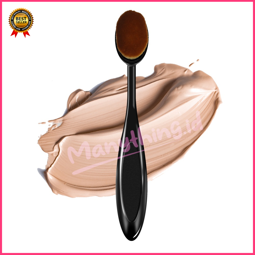 Kuas Oval Foundation Brush Make Up Gagang Hitam Mini Murah foundation blending