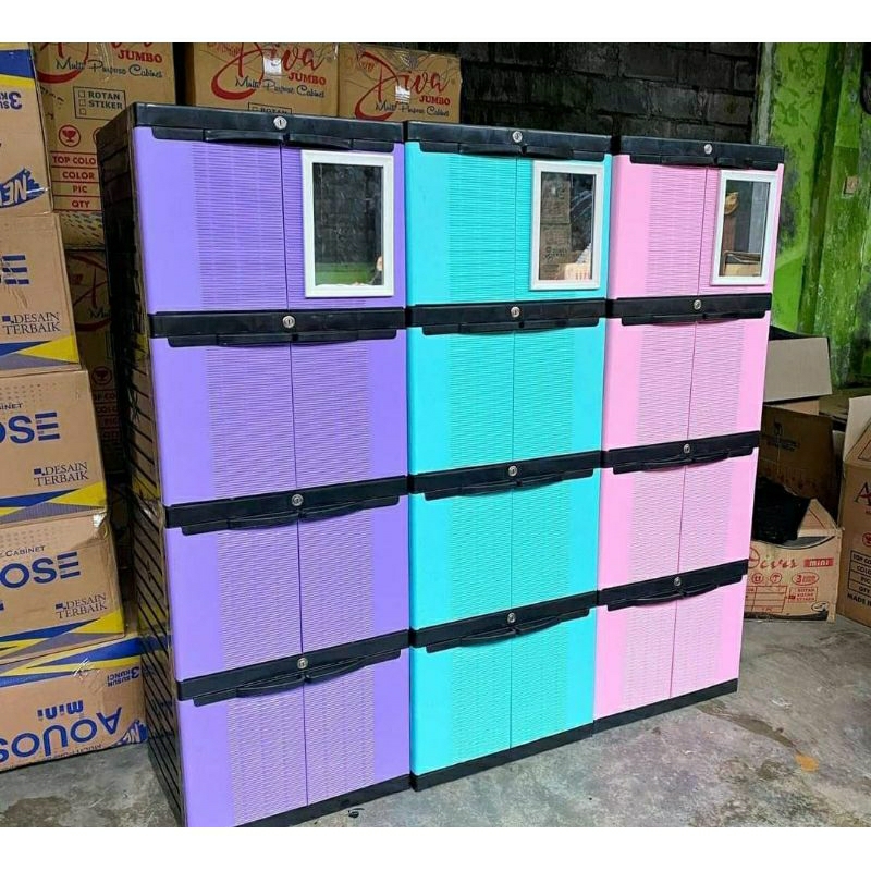 lemari 4 susun AQUOSE mini new kaca