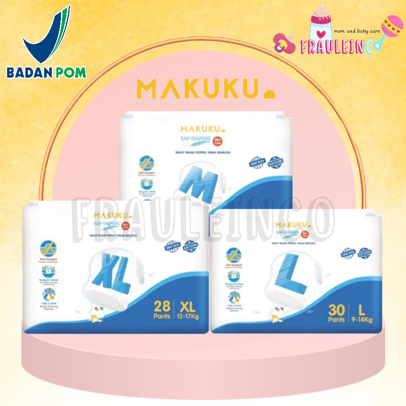 *FRAULEINCO* MAKUKU SAP Diapers Slim Care Pants S/M/L/XL/XXl Popok Tipis Anti Gumpal Mengunci Cairan