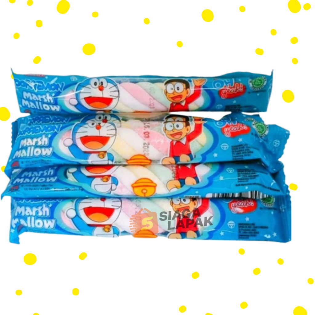 Marshmallow Kepang Doraemon 7gr Marshmellow putih warna warni