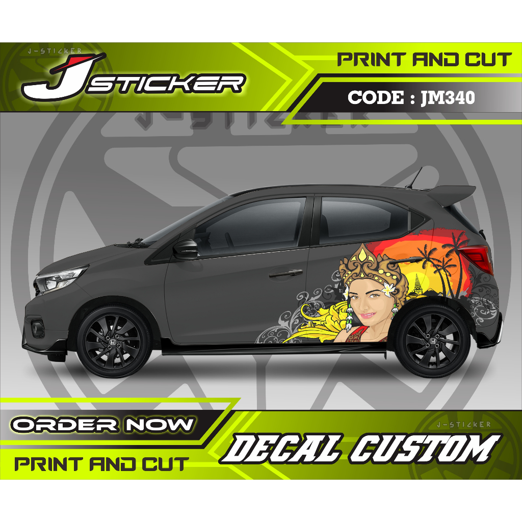 sticker printing gadis bali mobil agya ayla jazz brio