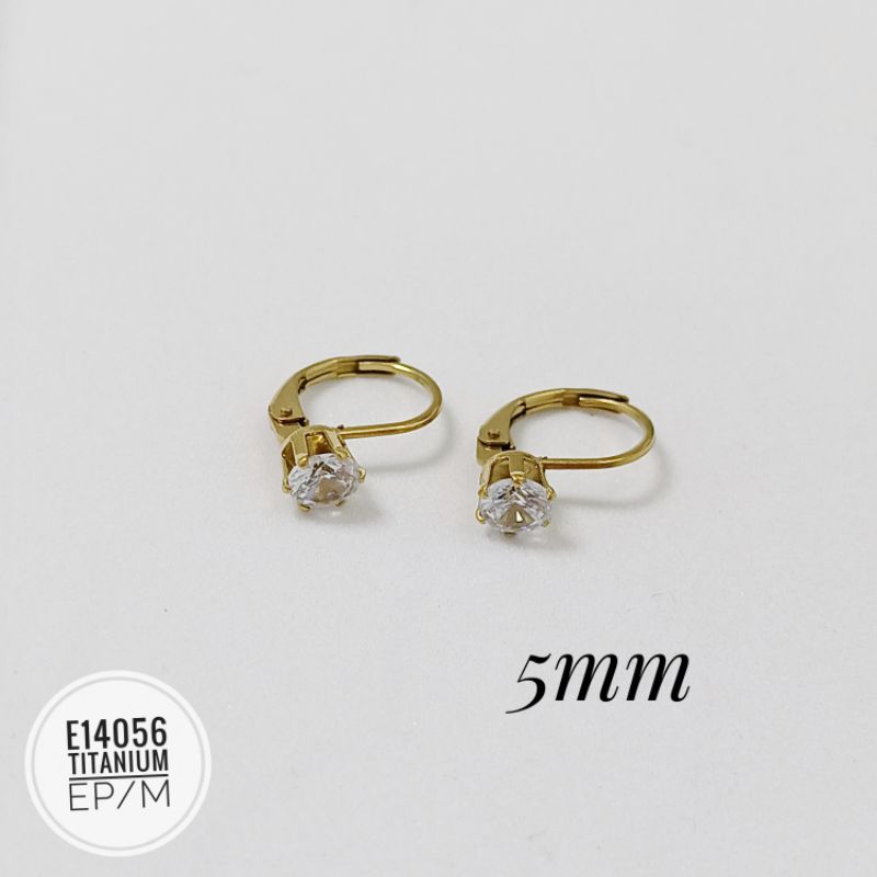 Anting titanium daisy permata gold E14056