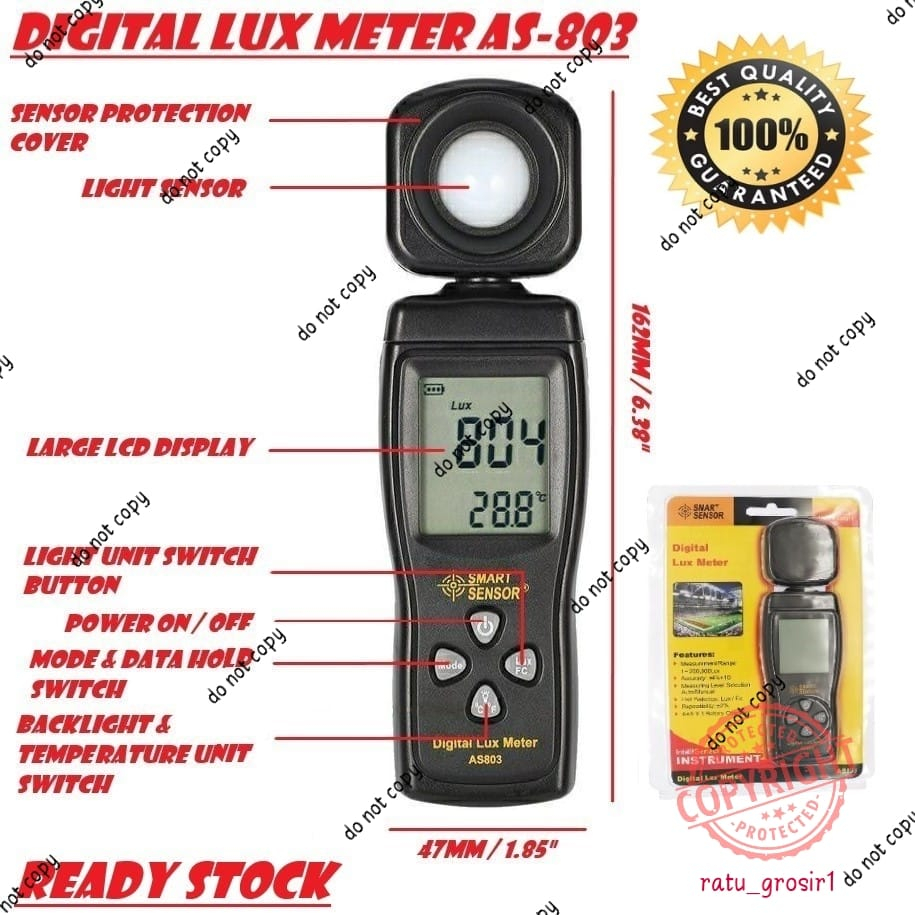 Smart Sensor Digital Lux Meter Alat Ukur Intensitas Cahaya AS803