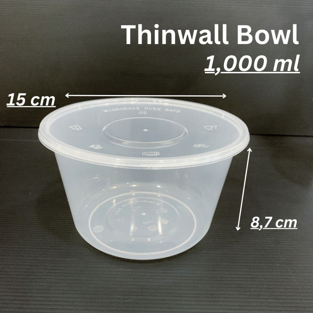 Thinwall bowl 1000 ml / mangkok makan plastik