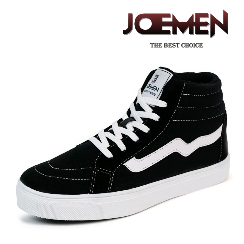 Sepatu Sneakers Joemen J 91 High Black White Natural Original 100% Brand Lokal Sepatu Pria Casual