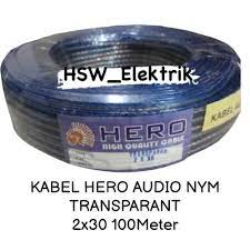 (100Yard) Kabel Listrik Transparan 2x30 100Yard Serabut / Kabel Audio Transparant