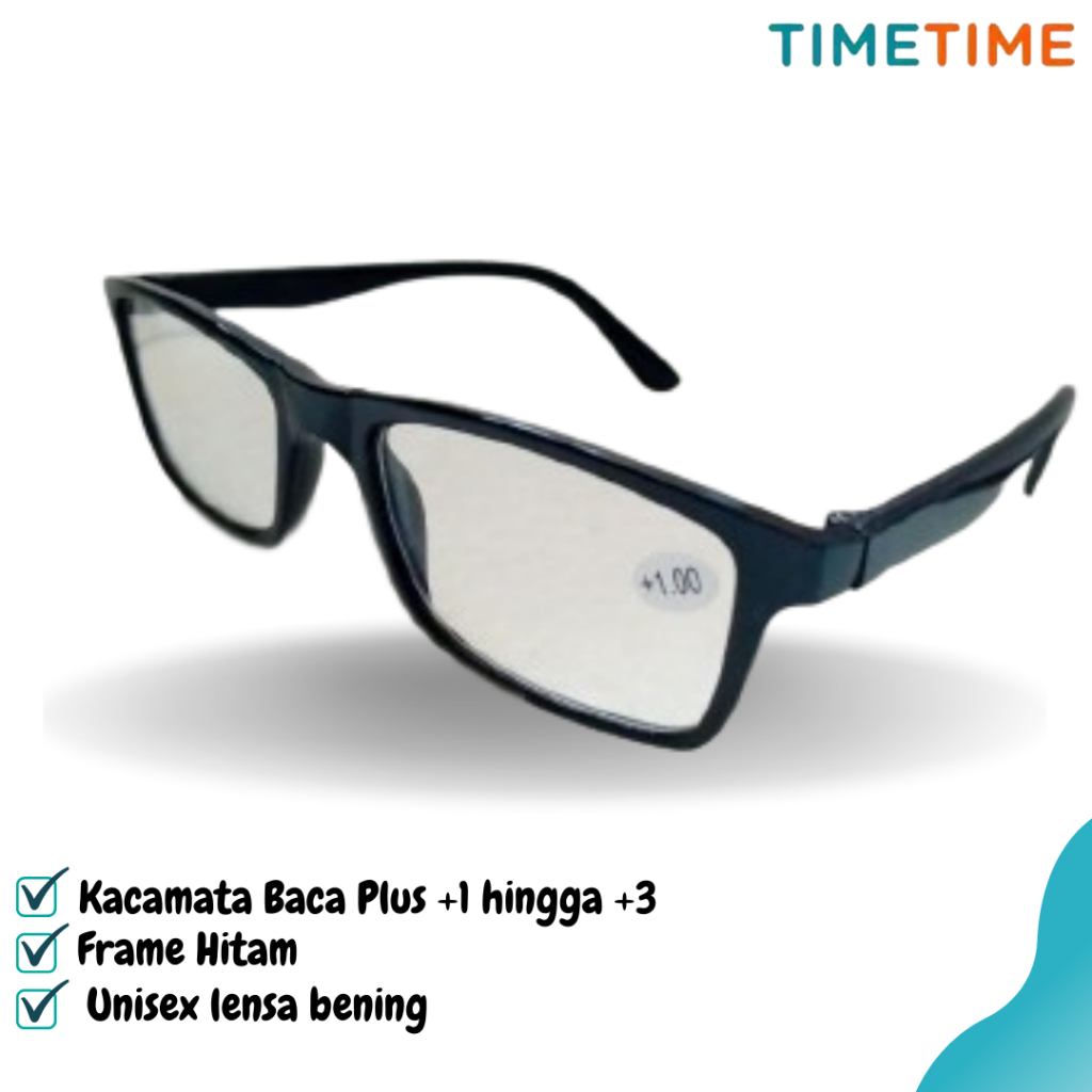 Kacamata Plus Kacamata Baca Frame Kotak Kaca mata Rabun Dekat Kacamata Tipe 9801