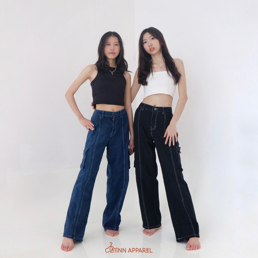 ELENA CARGO | CLATINN Denim Cargo Pants