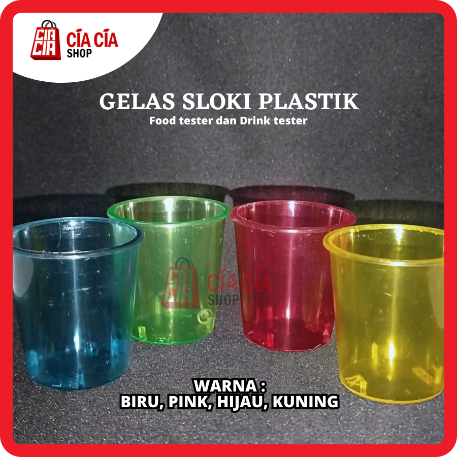 Gelas Sloki Plastik Shot Glass Bening Warna Warni Gelas Seloki 12 Pcs