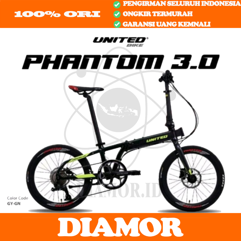 United Phantom 3.0 Sepeda Lipat 20 inch Alloy 10 Speed