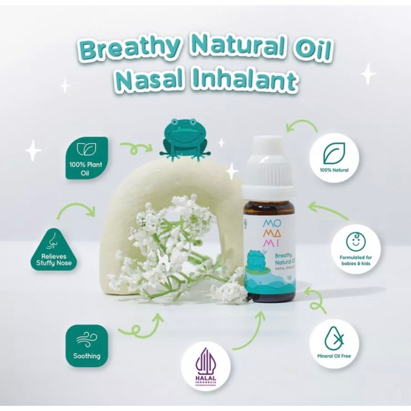 Momami Breathy Natural Oil 10ml Pereda Pilek Hidung Tersumbat Bayi Nasal Inhalant Alami