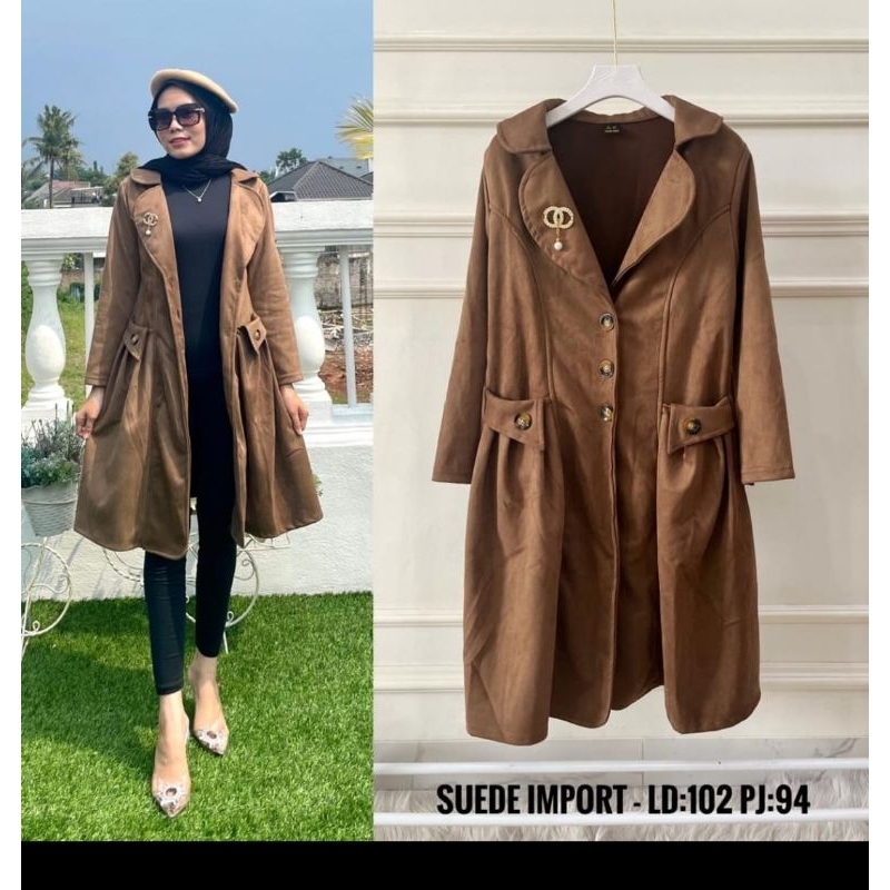 Blazer long rompi//blazer rompi wanita//blazer suede premium import