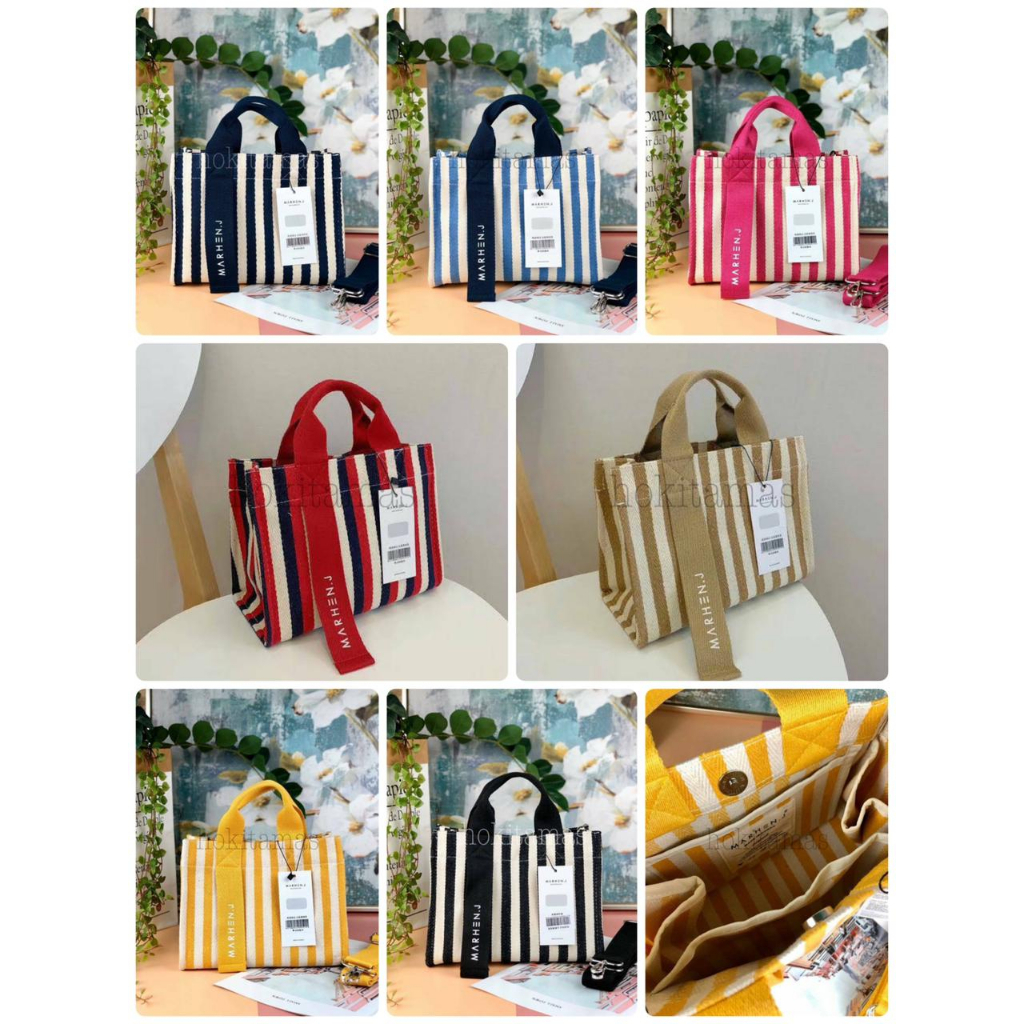 TAS SELEMPANG WANITA GARIS BERWARNA BAHAN KANVAS