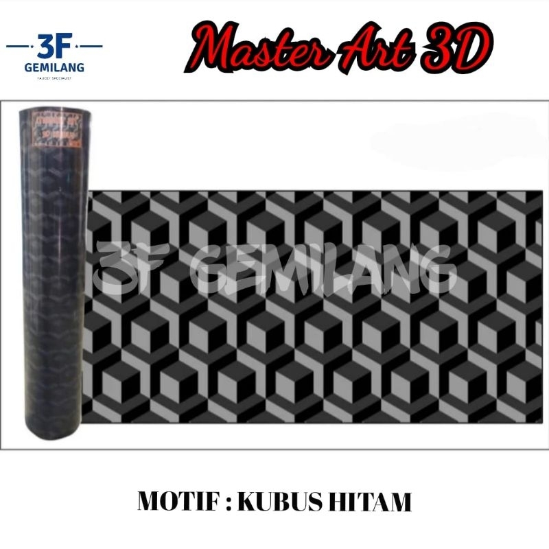 MASTER ART Fiber Plastik Penutup Pagar Rumah Motif KUBUS HITAM Meteran