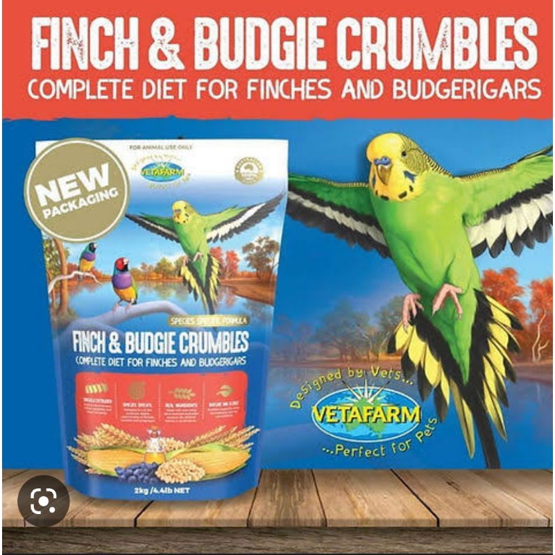 VETAFARM FINCH &amp; BUDGIE CRUMBLES PAKAN FINCH PARKIT PELCI MERPATI