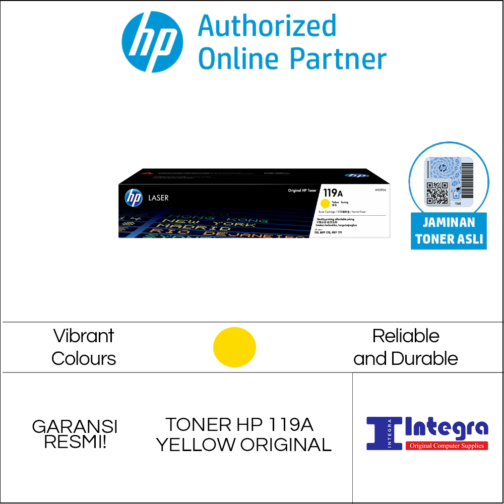 Toner HP 119A Yellow Original LaserJet Cartridge - W2093A - HP 150A 150NW 178NW 179FNW