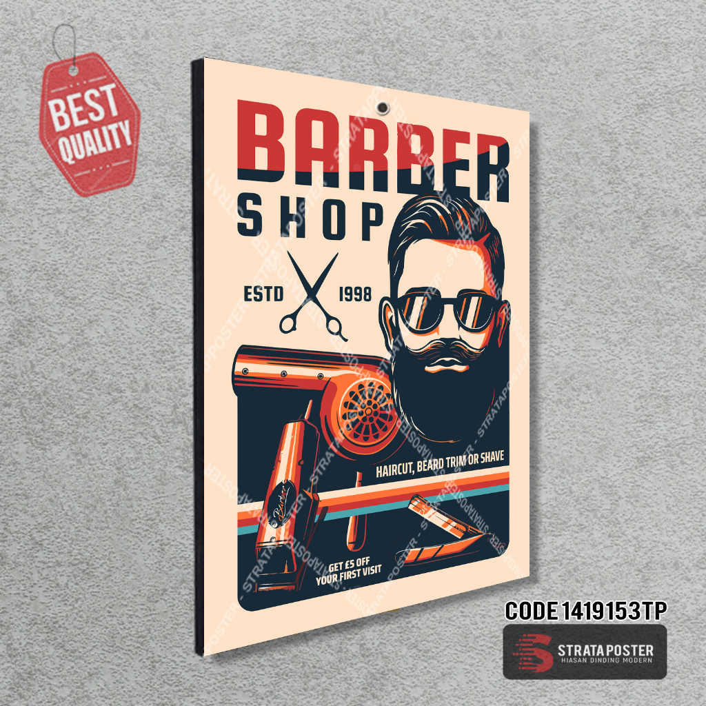 Pajangan dinding Poster barbershop Dekorasi ruangan Wall decor