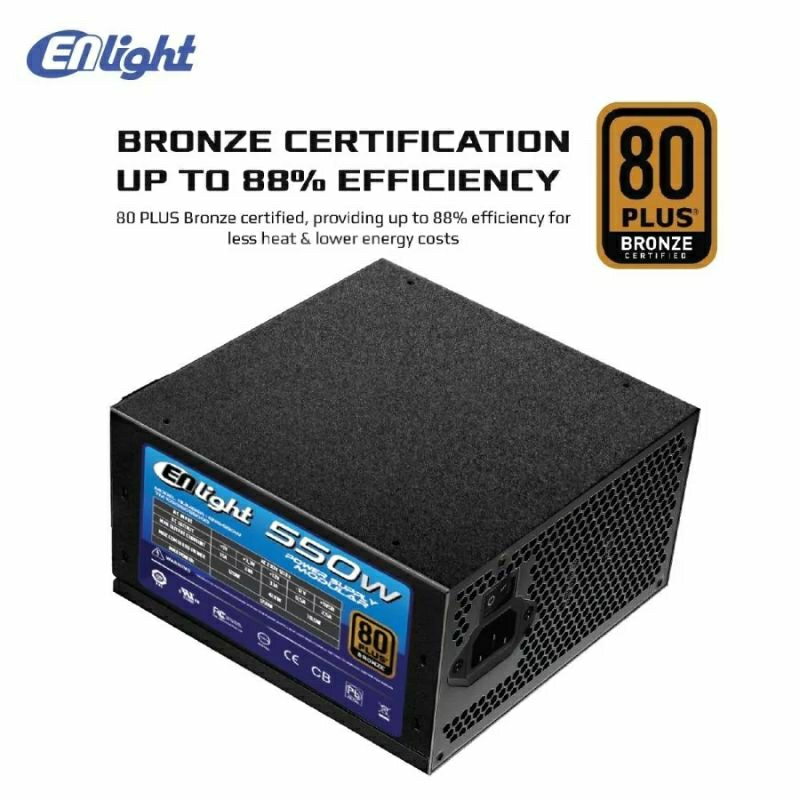 Enlight Black Silver Power Supply 550W 80+ Bronze - PSU 550W Semi Modular