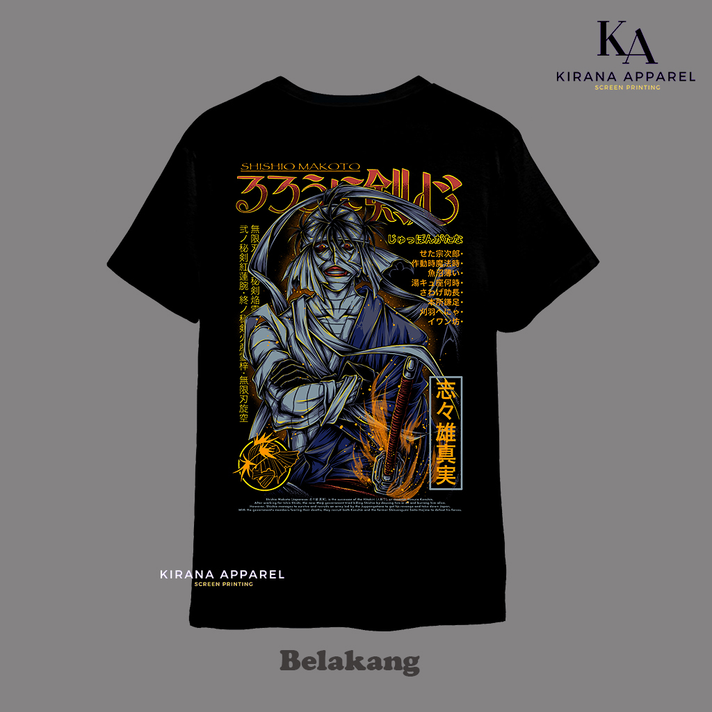 Kaos Sablon l Shisio Makoto l Anime l Samurai X l Kaos Anime l Kaos DTF