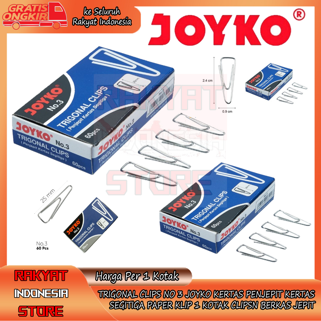 

TRIGONAL CLIP NO 3 JOYKO PENJEPIT JEPIT KERTAS SEGITIGA PAPER KLIP 1 KOTAK CLIPS KELIPS FILE BERKAS KELIP JEPIT LAMARAN KERJA PRODUK BERKUALITAS KUALITAS TIDAK MUDAH PATAH WARNA SILPER STAINLES STENLES STAINLIS