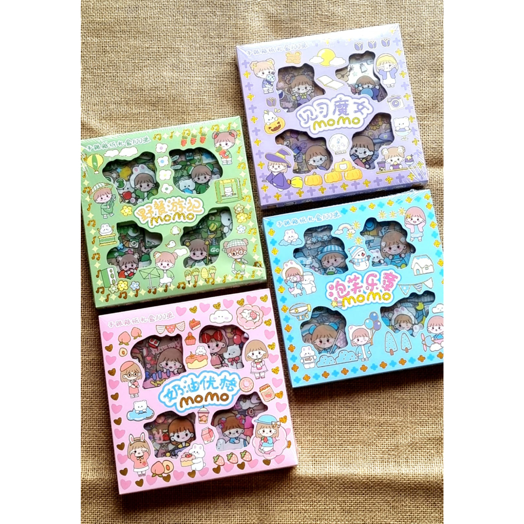 

Sticker MOMO 2D 1 Box isi 100 Lembar Motif Kartun Korea Lucu Anti Air Dekorasi Handbook Scrapbook DIY Waterproof 2 Penilaian