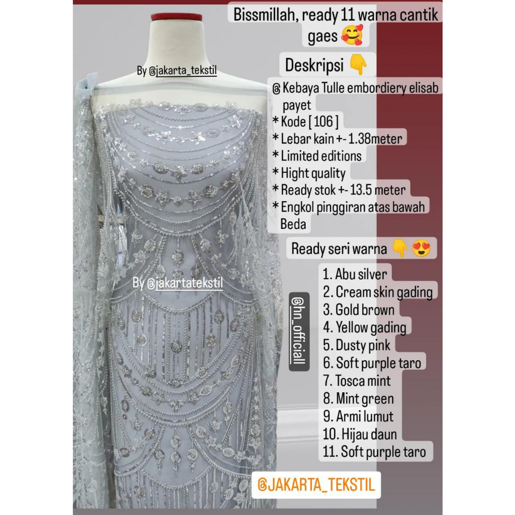 [ 106 ] Bakal Kain Kebaya tile bordier elisab payet