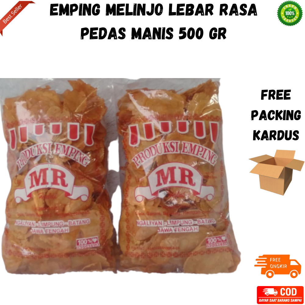 

Emping Melinjo (Lebar) Rasa Pedas Manis Asli Produksi Limpung 500 Gr