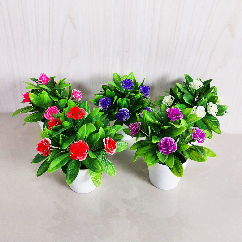 Ornamen Tanaman Hias Mini Bunga Hias Plastik Dekorasi Rumah Artificial Flowers Pot Tanaman Bunga Hias Bonsai PBP59